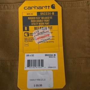Tan Carhart utility work pants men’s 38 x 32 relaxed fit
